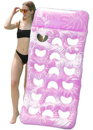 Articoli gonfiabili per piscina per adulti – Isola gonfiabile con poggiatesta integrato, con design a foglia tropicale per feste in giardino, viaggi e piscina