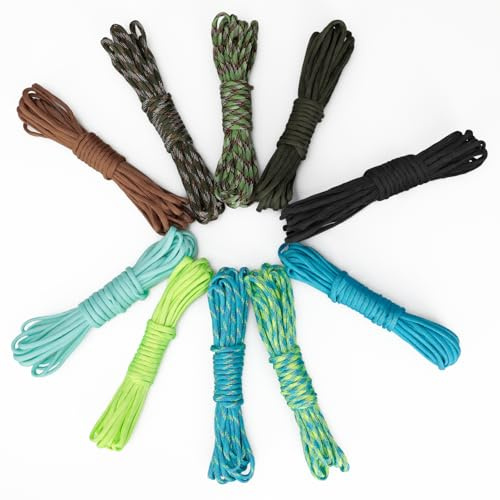Cozary 10 Couleurs×6m/19ft Paracorde, Cordelette Kit, Paracorde 4mm, Résistante Corde 7 Brins en Nylon, 250kg Charge Maximale, pour Survie en Plein Air, Camping, DIY Bracelet, Longueur Totale 196ft