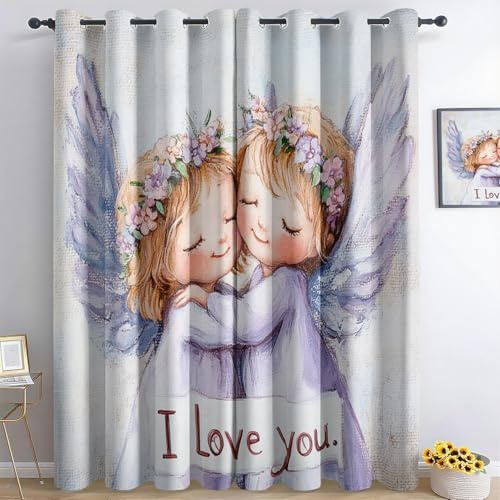 Generisch Blumenmädchen Vorhang Schlafzimmer 2Er Set 150X166Cm(Bxh) Vorhänge Blickdicht Gardinen Wohnzimmer Modern Verdunkelungsvorhang 3D Vorhang Ösen Thermo Vorhang Für Schlafzimmer Kinderzimmer