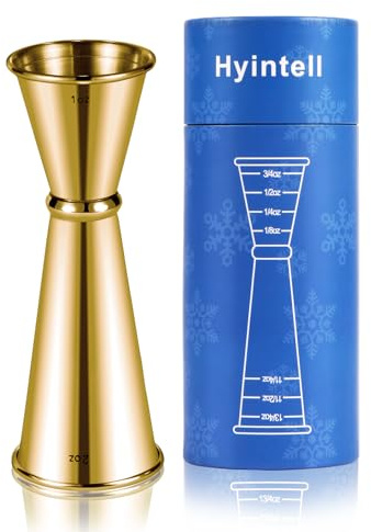 2oz 1oz Premium Japanese Jigger with 7 Measurements Inside for Bartender, 304 Stainless Steel Heavy-Duty Jigger, Bar Accessories for The Home Bar Set (Gold)