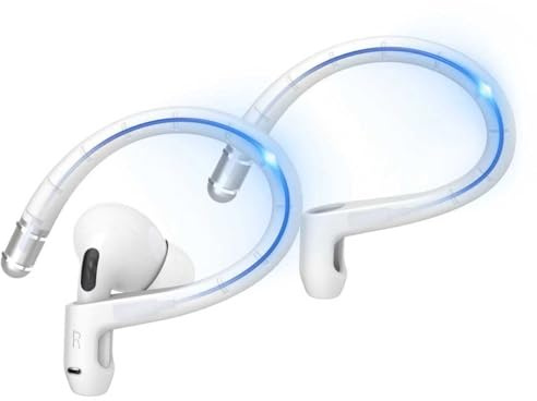 Verlustsichere Sport Ohrhalter für AirPods Pro 2/AirPods Pro/AirPods 3, Silikon-Material mit Anti-Rutsch-Design, 1 Paar Ohrhaken + Reinigungstuch + Lanyard (weiß)