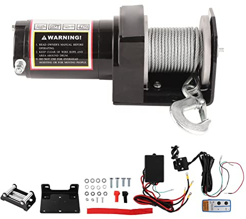 Cabrestante de Remolque eléctrico con Control Remoto, 12 V, 2500 LB, diseño de Engranaje planetario de bajo Ruido para Trabajo Pesado, para vehículos Todo Terreno, UTV,