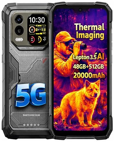 Blackview Imaging Termico 5G IA Rugged Smartphone XPLORE 1 PRO, Lepton 3.5 AI, 48GB+512GB, 6,78 FHD+ 2,4K, Torce LED 170lm, 64MP+50MP, Batteria 20000mAh, IP68 IP69K Telefono Antiurto, NFC Noir
