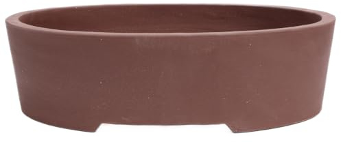 Bonsai - Schale oval 37.5 x 31.5 x 11 cm unglasiert braun 40184