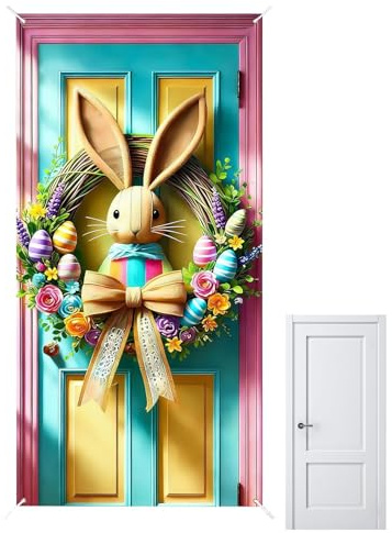 Banderolas De Pascua | Fondo Impermeable de Conejito 90x180 cm - Carteles Divertidos para Porche y Suministros para Fiestas | para Interior Exterior Entrada Celebración Fiesta de