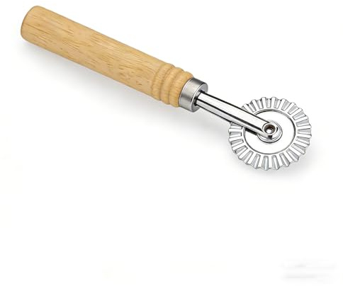 Ravioli Cutter,Stainless Steel,16cm Pasta Cutter Wheel with Wooden Handle,Fluted Pastry Crimper and Sealer for Dumplings Noodles,Pastry Roller Cutting Kitchen Tool,360-Degree Cut