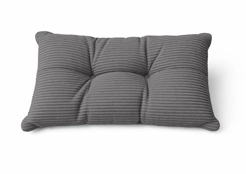 POKAR Stuhlkissen Rückenkissen 60x40x10 cm Loungekissen aus Cord | Rückenlehne Outdoor für Gartenstuhl und Rattanmöbel | Rückenpolster für Gartenmöbel | Öko Tex Zertifiziert | Made in EU | Dunkelgrau