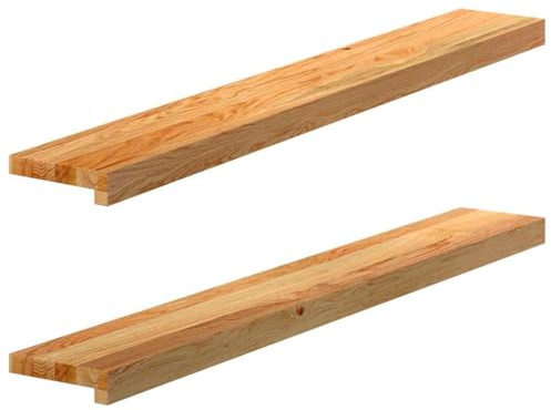Mokuyary Fensterbänke 2 Stück Hellbraun 110x15x2 cm Massivholz Eiche Fensterbank, Fenstersims für Innen