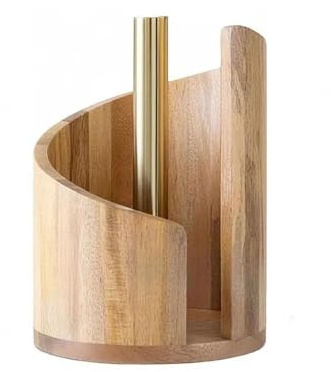 Papierhandtuchhalter aus Holz für Küchenarbeitsplatte, praktischer Papierrollenhalter (Holzfarbe)