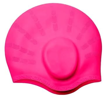 Badmössa dam vattentät badmössa, mycket elastiskt öronskydd, stor silikondykning för mer komfort (rosa)
