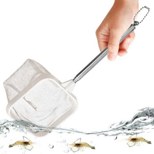 Akvarienät med Förlängbart långt handtag med finmaskigt nät | Fisktankskimmer för användning i sjöar, floder, bäckar, hav, trädgårdar, bakgårdar, campingar, semestrar, resor, stränder