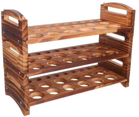 JECOMPRIS Rack per Uova Fresche in Legno, Portauova Impilabile da Casa con Manici, 3 Strati con Spazi Rotondi, Capacità per 36 Uova, Stile Originale