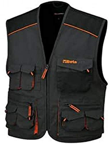 Beta 7907E S Gilet multitasche da lavoro in T/C canvas 260 g, inserti in Oxford, grigio