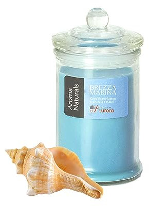 Candele D'Aurora Dafne Candela Profumata in Giara di Vetro, Cera vegetale, Azzurro, 6.1x6.1x11.7 cm