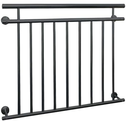 ECD Germany Balustrade Française 90x128 cm, 9 Barreaux de Remplissage, Anthracite Mat et Rugueux, Acier peint par Poudrage, Garde-Corps de Balcon, Grille de Sécurité Extérieure Fenêtre, Rambarde