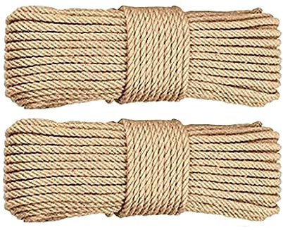 uyeoco 100M Dick Natürliche Hanfschnur, Hanfseil, Jute Seil Jute-Schnur Jutekordel 8MM Dick Sisal Tau, Jute Hanfseil, 4Ply Dicke Jutekordel Für Camping, Garten Und Dekorieren