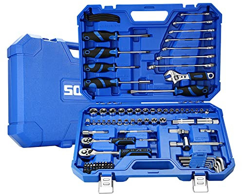 Caja de herramientas de 97 piezas con llave llave llave de enchufe Insertos Bit Set de trinquete y destornillador con bolsa de transporte fuerte