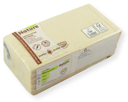 Hostelnovo - Pack de 100 Servilletas de Papel Reciclado y Biodegradable - Textura Micropunto - Más Gruesas y Absorbentes - Ideales para Cocktail - 10 x 10 cm Plegadas - Sin Blanquear