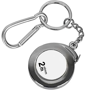 Plumdrop Porte-clés mètre ruban fonctionnel, mini mètre ruban rétractable, 2 m de long, en acier inoxydable, durable