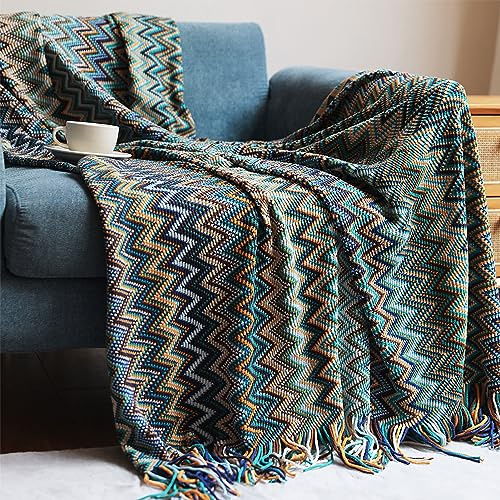 AMZZHAO Bohème Plaid Chaud Jeté Tapis à La Mode Doux Couverture Jeté De Canapé Couvre-Lit Décorative,Grand Canapé Jeté Couvre,Couverture de Couchage à Franges,Disponible en 3 Tailles