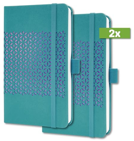 SIGEL J4214/2 Wochenkalender Jolie 2024, ca. A6, blau, Hardcover, Gummiband, Stiftschlaufe, Einstecktasche, 174 S., aus nachhaltigem Papier, Terminplaner, 2 Stück