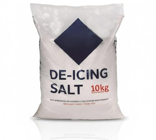 10KG White De-Icing Rock Salt - Snow, Ice, and Rock for Clear Driveway, Road, Pathway, Steps, Commercial Areas - Clean and Efficient Snow Removal - Winter Safe