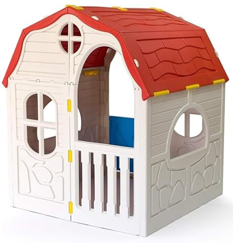 Kinderspielhaus faltbar für Innen und Außen, mit bunten Elementen, Kinderspielhaus, Faltbares Spielhaus 98x91,5x115 cm