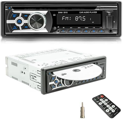 iFreGo Autoradio bluetooth con lettore CD DVD RDS, stereo auto bluetooth, autoradio 1 din USB/TF/MP3/Telecomando/AUX in, radio auto FM/AM, RCA Supporta iOS/Android
