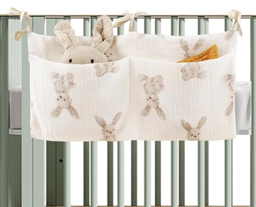 Babybett Organizer, Kinderzimmer Hängender Bett Organizer Mit 2 Taschen, Organizer Beistellbett Baby, Betttasche Spielzeugtasche, Aufbewahrungstaschen Für Betten, Für Windeln, Sabber-Lätzchen
