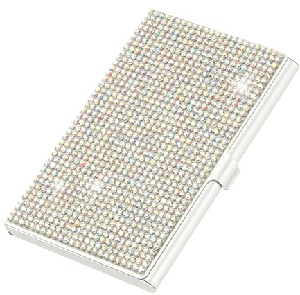 PATIKIL Strass Visitenkartenhalter Legierung Namenskartenhalter AB Farbe | Taschenkartenhalter, Bling, Organizer, Kartenanzeige, für Frauen Büroausstellung