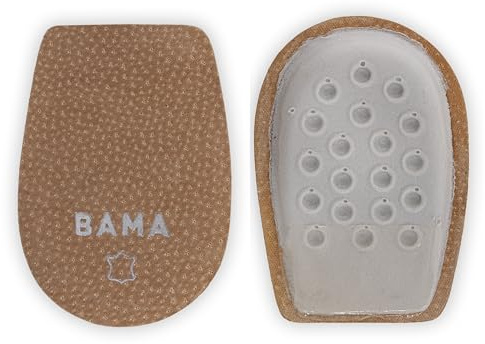 Bama Plantillas de Piel para Talón Suaves - Taloneras Autoadhesivas para Mayor Amortiguación y Regulación de la Altura - Cuero Curtido con Almohadillas de Látex 1 Par - 35/37 EUR