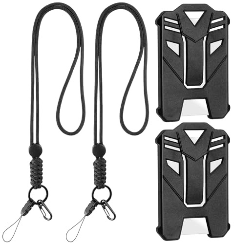 2 Pack Lanyard with Card Holder, Detachable Neck Strap with 2 PCS Single Sided ID Card Holder and Lanyard Phone Ring Strap Lanyards for Keys ID Badge Holder Phone