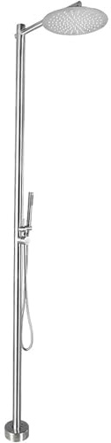 Colonna doccia per esterni, in acciaio inox, autoportante, con doccetta regolabile, per piscina, giardino e patio