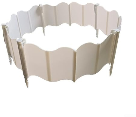 Borde de jardín para césped y parterres con construcción de polipropileno resistente a los aplastamientos, montaje de herramientas y forma de borde flexible (20 blancos + 10 clavos)