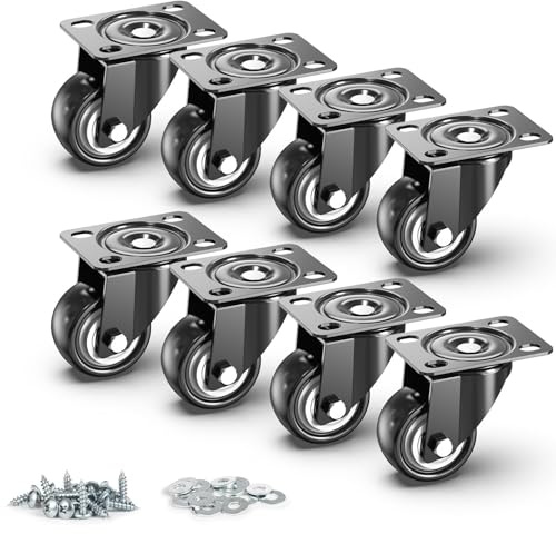 HOLKIE 50mm Furniture Castor Wheels without Brake - Total Capacity 500kg - Smooth & Quiet Wheels - Heavy Duty Castors for Furniture (Set of 8)