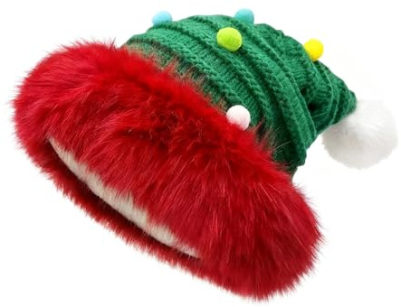 TAGVO Weihnachtsmütze Nikolausmütze Damen Herren Plüsch Stricken Weihnachtsmann Mütze Perfekt für Weihnachtsfeiern Und Heiligabend