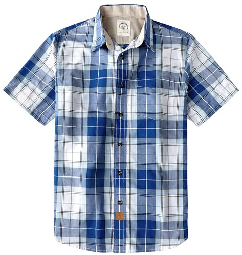 Dubinik® Chemise Homme Manches Courtes Carreaux Décontractée Coton | Confort, Vintage, Boutonné, Léger, Confortable, Travail, Entretien Facile, Poches Poitrine, Plein Air, Adapté Au Quotidien