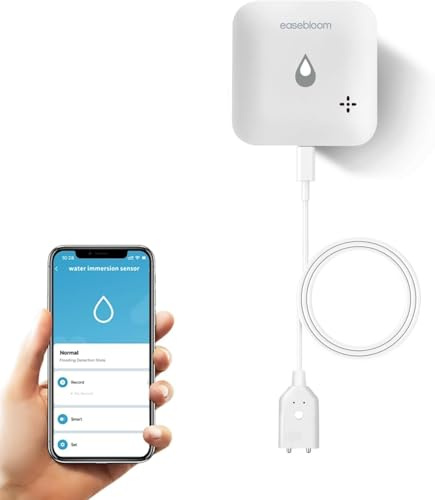 Easebloom 2-in-1 Wassermelder & Wasserstandssensor – 90dB Alarm, App-Benachrichtigungen, IP66, mit 1m Sensorkabel für Enge Spalten. (Gateway separat). Tuya-kompatibel.
