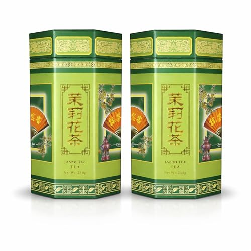 BBJ Jasmine Green Tea Loose Leaf 2 Pack (2 x 250g) – Premium Chinese Jasmine Tea Leaves in Caddy Tin – Aromatic Floral Brew - Antioxidant Brew - Avalo Supplies
