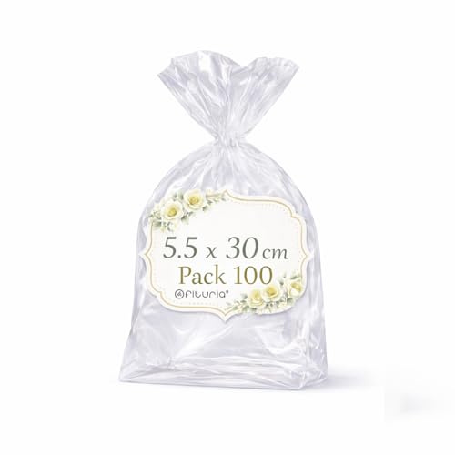 Ofituria Sacchetti Cellophane Trasparenti 5.5 x 30 cm formato lungo, buste Trasparenti per Confezioni di bastoncini, candele e snack, Sacchetti Regalo per eventi e DIY, 1 Pack (100 Sacchetti)