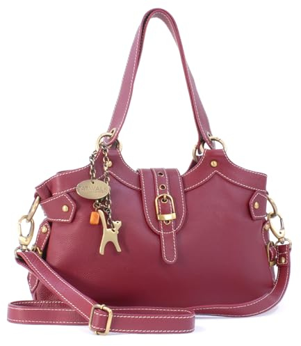 Catwalk Collection Handbags - Damen Leder Schultertasche - Umhängetasche Mittelgroß - Handtasche mit Abnehmbarer Schultergurt - Nicole