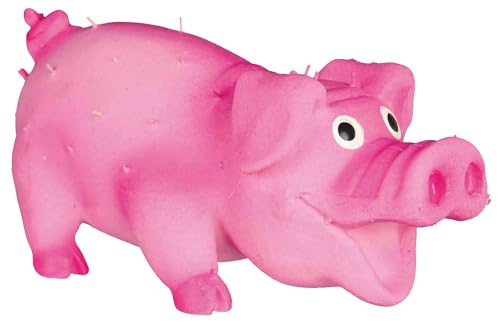 Trixie Borstenschwein - quietschendes Hundespielzeug aus Latex für Langen Spielspaß - 10 cm spannendes Kauspielzeug mit Sound - 35190