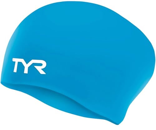 TYR Unisex-Adult Silikon-Badekappe für langes Haar, blau, Einheitsgröße