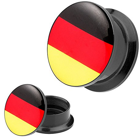Piercingfaktor Plug Flesh Tunnel Fanartikel für WM oder EM - Motiv Deutschland / 8mm