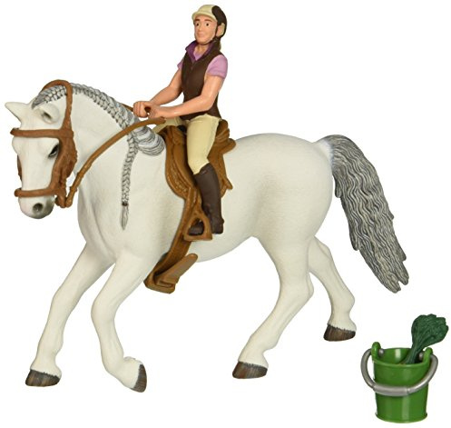 SCHLEICH Horse Club 41433 Lipizzanerstute Pferde Spielset - Mit Realistischer Reiterinnen-Figur und Pferd mit Futtereimer, Sattel und mehr, Pferde Spielzeug für Jungen und Mädchen ab 5 Jahren