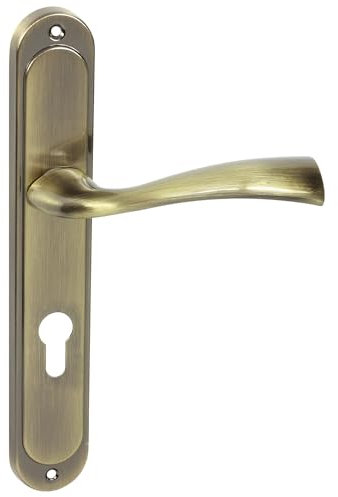 domino Türgriff 72 Drückergarnitur PZ - Profilzylinder Set Türklinke für Zimmertür, Bürotür, Kellertür & Innentür L-Form Türbeschläge aus AluminiumBronze Türdrückergarnitur FLY M3