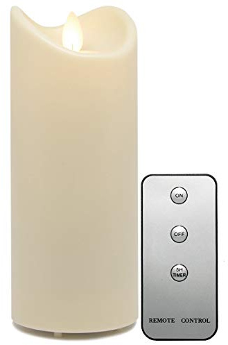 Tronje LED Outdoor Kerze - 18cm Stumpenkerze Creme-Weiß mit Timer u. Fernbedienung - bewegliche Flamme - IP44 UV Hitzebeständig