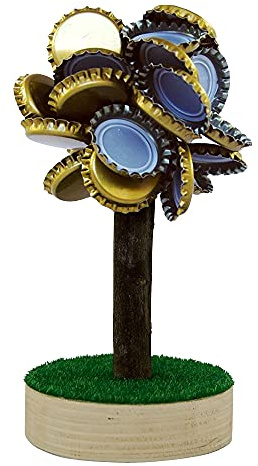 Monsterzeug Bierbaum Kronkorken Magnet, Kronkorkenhalter Magnetisch, Korkenbaum Holz, Kugelmagnet, 13 cm