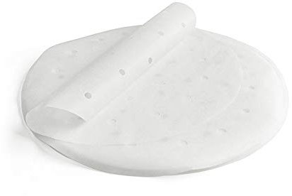 Mila-Amaz 100 Pièces Parchemin Rond Perforé Vapeur en Bambou Doublures Papier Rond Papier à Vapeur de Cuisine, 20cm(8inch)