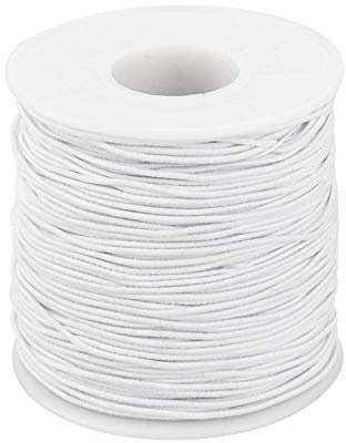 LYTIVAGEN 100m Cuerda Elástica Cordón de 1mm Cordones de Fabricación de Tela Elástica Cordón Artesanal Hilo Elástico Hilo de Perlas para Pulseras, Collares, Fabricación de Joyas, Bricolaje (Blanco)